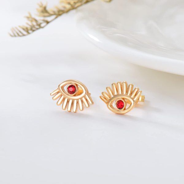 Sterling Silver with Rose Gold Plated Evil Eye Stud Earrings-4