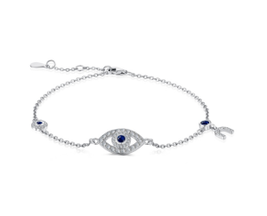 Sterling Silver Shining Evil Eye Chain Bracelets-0