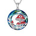 wholesale 925 Sterling Silver Gold-Plated Crystal Red Mushroom Pendant Necklace for Women Gifts-0-0