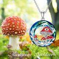 wholesale 925 Sterling Silver Gold-Plated Crystal Red Mushroom Pendant Necklace for Women Gifts-0-4