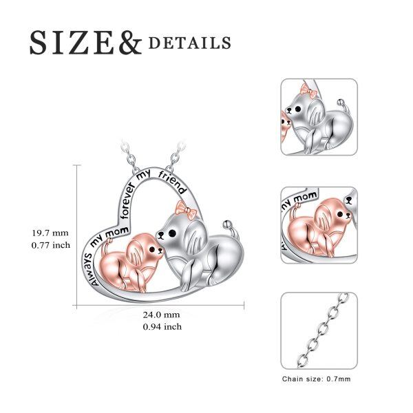 Sterling Silver Pet Dog on Heart Pendant Necklace for Mom-1