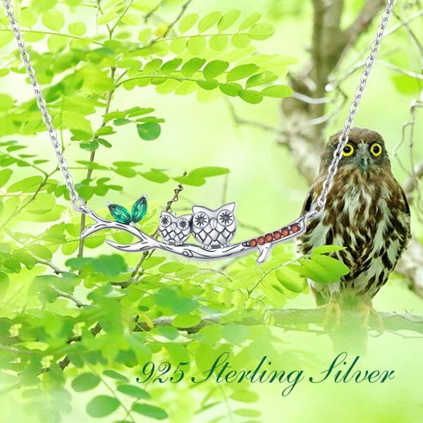 Sterling Silver Owl Mom Child Pendant Necklace-6