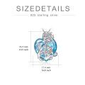 wholesale 925 Sterling Silver Heart-Shaped Blue Crystal Pendant with Rose and Mother-Daughter Figure Necklaces - 18+2 Chain-0-1