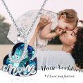wholesale 925 Sterling Silver Blue Crystal Heart Mom Pendant Necklace - Mother's Day Gift-0-5
