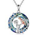 wholesale 925 Sterling Silver Blue Crystal Angel & Mom Necklace - Mothers Day Gift for Her-0-0