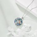wholesale 925 Sterling Silver Blue Crystal Angel & Mom Necklace - Mothers Day Gift for Her-0-4