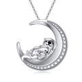 wholesale 925 Sterling Silver Moon & Otters Family Necklace and Earring Set for Women Girls -0-0