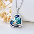 wholesale 925 Sterling Silver Blue Crystal Moon & Star Mom Pendant Necklaces for Women Girls Birthday Gifts Jewelry-0-3
