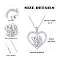 wholesale 925 Sterling Silver CZ Elephant in Heart Pendant Necklace for Women Girls Mom Daughter Sister-0-1