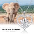 wholesale 925 Sterling Silver CZ Elephant in Heart Pendant Necklace for Women Girls Mom Daughter Sister-0-5
