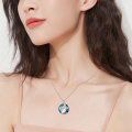 wholesale 925 Sterling Silver Blue Crystal Round Pendant Necklaces with Deer Head Design - Gifts for Women-0-2