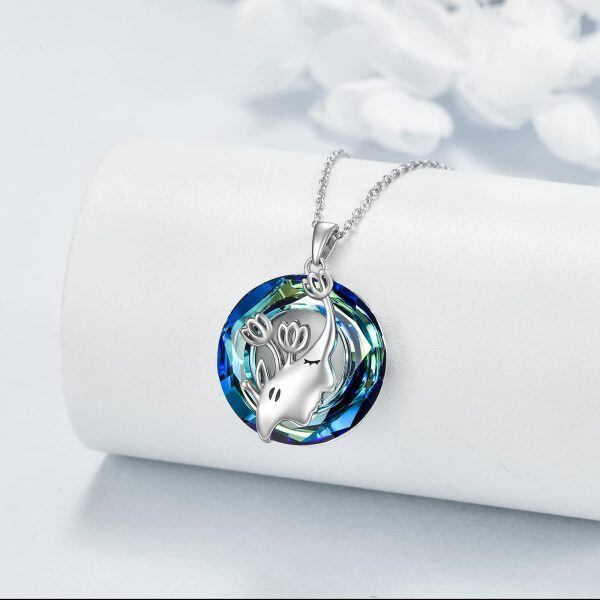 Sterling Silver Tulips Flower Pendant Necklace with Crystal Circle-3