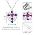 wholesale 925 Sterling Silver Blue Sapphire & Pink Crystal Heart Angel Wings Pendant Necklace - Mothers Day Gifts for Her-0-1