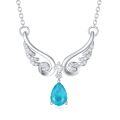 wholesale 925 Sterling Silver Teardrop Blue Crystal Winged Pendant Necklace for Women Mother's Day Gift-0-0