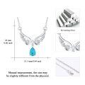 wholesale 925 Sterling Silver Teardrop Blue Crystal Winged Pendant Necklace for Women Mother's Day Gift-0-1