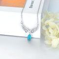 wholesale 925 Sterling Silver Teardrop Blue Crystal Winged Pendant Necklace for Women Mother's Day Gift-0-3