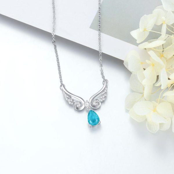 Sterling Silver Angel Wing Pendant Necklace-4