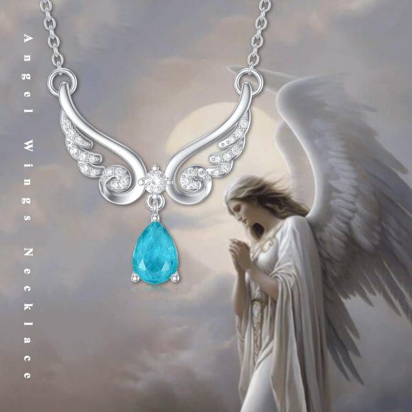 Sterling Silver Angel Wing Pendant Necklace-5