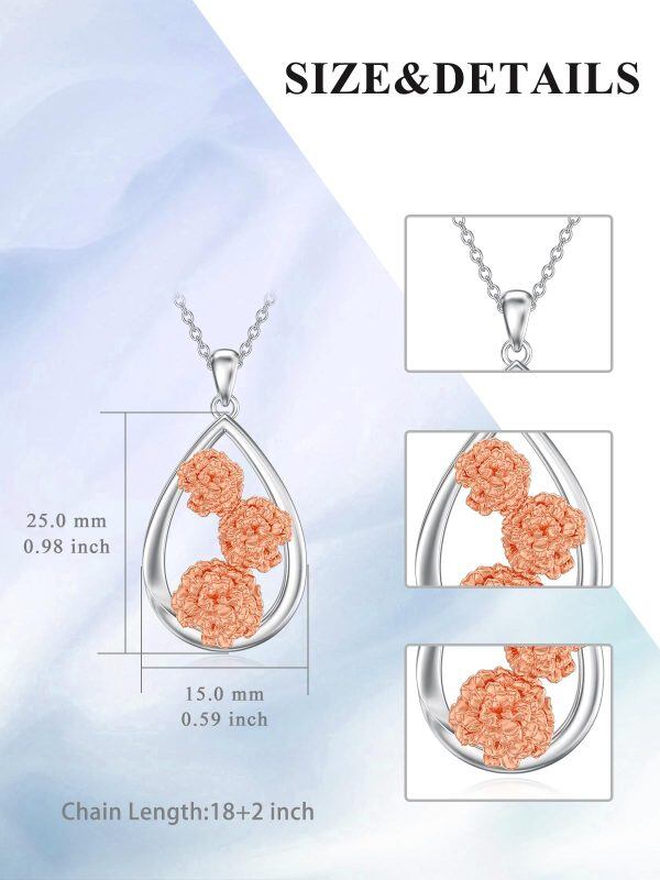 Sterling Silver January Birth Flower Carnation Pendant Necklace for Mom-1