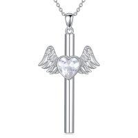 wholesale 925 Sterling Silver Angel Wing Heart Cross Moon Star Pendant Necklace for Women Gifts- Rhodium Plated