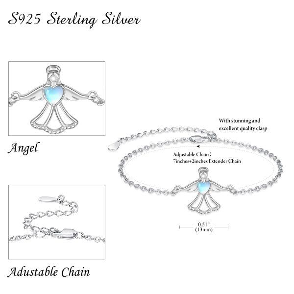 Sterling Silver Angel Wing Chain Bracelets-1