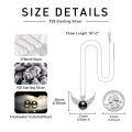 wholesale 925 Sterling Silver Angel Wing Black Pearl Pendant Necklace 10mm Freshwater Pearl  for Women-0-1