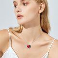 wholesale 925 Sterling Silver Metal Heart with Wings and Red Crystal Pendant Necklace - Dark Angel Demon Style s for Women-0-2