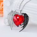 wholesale 925 Sterling Silver Metal Heart with Wings and Red Crystal Pendant Necklace - Dark Angel Demon Style s for Women-0-4
