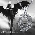 wholesale 925 Sterling Silver Angel Wings Pendant Necklace Gothic  for Women Men-0-6