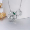 wholesale 925 Sterling Silver Mom and Child Infinity Loop Green Stone Heart Pendant Necklace-0-3