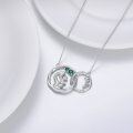 wholesale 925 Sterling Silver Mom and Child Infinity Loop Green Stone Heart Pendant Necklace-0-4