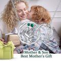 wholesale 925 Sterling Silver Mom and Child Infinity Loop Green Stone Heart Pendant Necklace-0-5