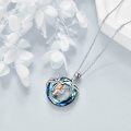 wholesale 925 Sterling Silver Blue Crystal Mother & Child Heart Pendant Necklace Gift for Mom/Dad/daughter-0-3