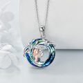 wholesale 925 Sterling Silver Blue Crystal Mother & Child Heart Pendant Necklace Gift for Mom/Dad/daughter-0-4