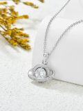 wholesale 925 Sterling Silver White Gold Plated Moissanite Saturn Planet Pendant Necklace (18+2 inch)-0-3
