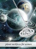 wholesale 925 Sterling Silver White Gold Plated Moissanite Saturn Planet Pendant Necklace (18+2 inch)-0-5