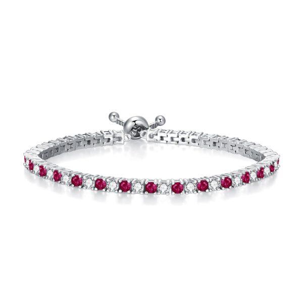 Sterling Silver 3.4mm CZ Tennis Bracelets with July Birthstone-0