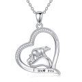 wholesale 925 Sterling Silver Heart-Shaped Love You Engraved Polar Bears Pendant Necklace Gifts for Women and Girls-0-0