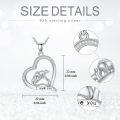 wholesale 925 Sterling Silver Heart-Shaped Love You Engraved Polar Bears Pendant Necklace Gifts for Women and Girls-0-1