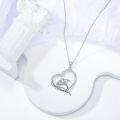 wholesale 925 Sterling Silver Heart-Shaped Love You Engraved Polar Bears Pendant Necklace Gifts for Women and Girls-0-4