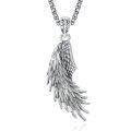 wholesale 925 Sterling Silver Angel Wing Necklace - Guardian Angel Single Wing Pendant on Rolo Chain for Men-0-0