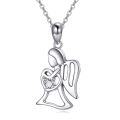 wholesale 925 Sterling Silver Heart-Shaped Zircon Angel Wings Pendant Necklace for Women and Girls-0-0