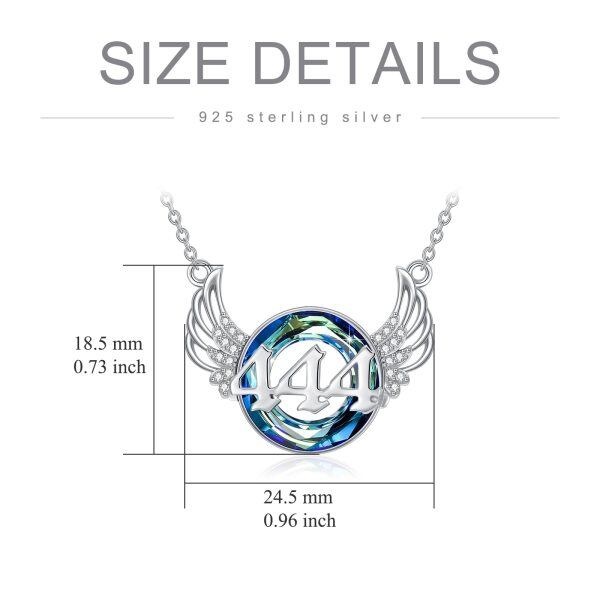 Sterling Silver Angel Number 444 Pendant Necklace with Crystal Circle-1