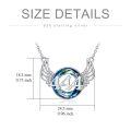 wholesale 925 Sterling Silver Cubic Zirconia Angel Wing Pendant Necklace with Blue Crystal and Number 444 - Numerology  for Women & Girls-0-1
