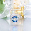 wholesale 925 Sterling Silver Cubic Zirconia Angel Wing Pendant Necklace with Blue Crystal and Number 444 - Numerology  for Women & Girls-0-3