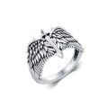 wholesale 925 Sterling Silver Gothic Angel Wings Adjustable Ring for Men - Vintage Punk Style -0-0