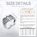 wholesale 925 Sterling Silver Gothic Angel Wings Adjustable Ring for Men - Vintage Punk Style -0-1