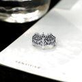 wholesale 925 Sterling Silver Gothic Angel Wings Adjustable Ring for Men - Vintage Punk Style -0-3