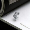 wholesale 925 Sterling Silver Gothic Angel Wings Adjustable Ring for Men - Vintage Punk Style -0-4