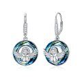 wholesale 925 Sterling Silver Blue Crystal Angel Wing Drop Earrings for Women Gifts-0-0